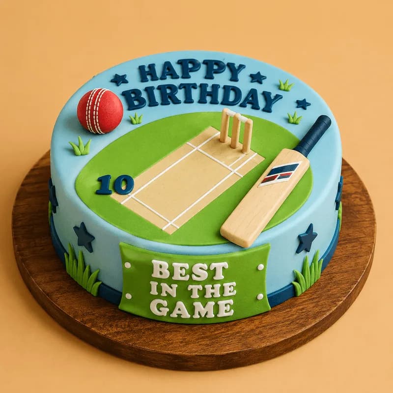 Cricket Theme Birthday Cake