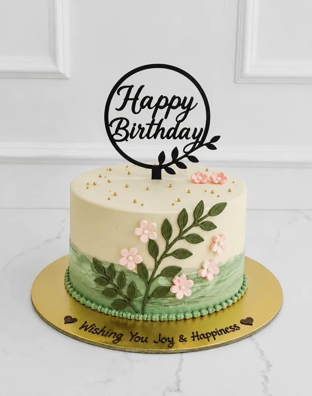Floral Happy Birthday Cake