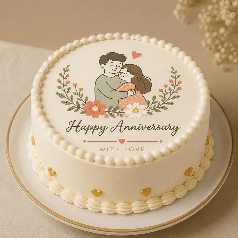 Happy Anniversary Couple Cake