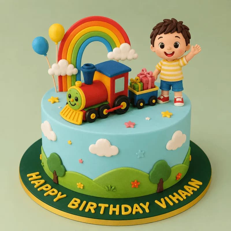 Kids Birthday Cake â Train & Rainbow