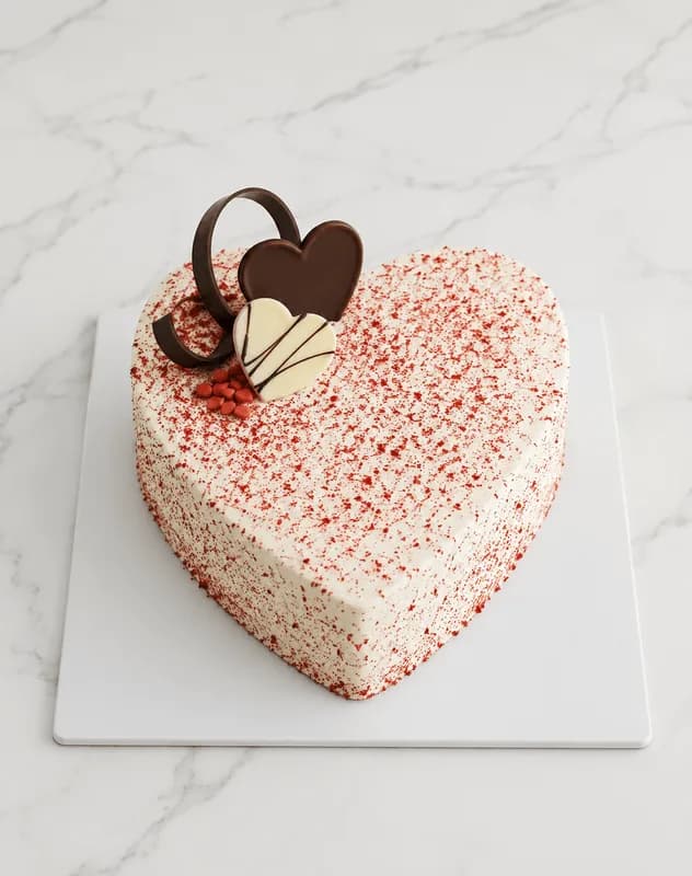 Red Velvet Heart Anniversary Cake