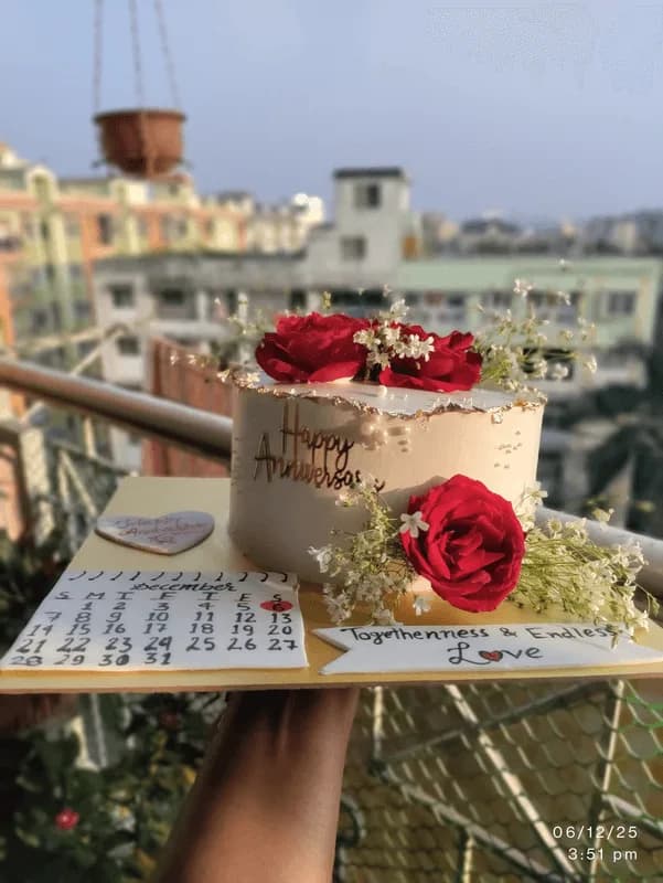Rooftop Rose Anniversary Cake