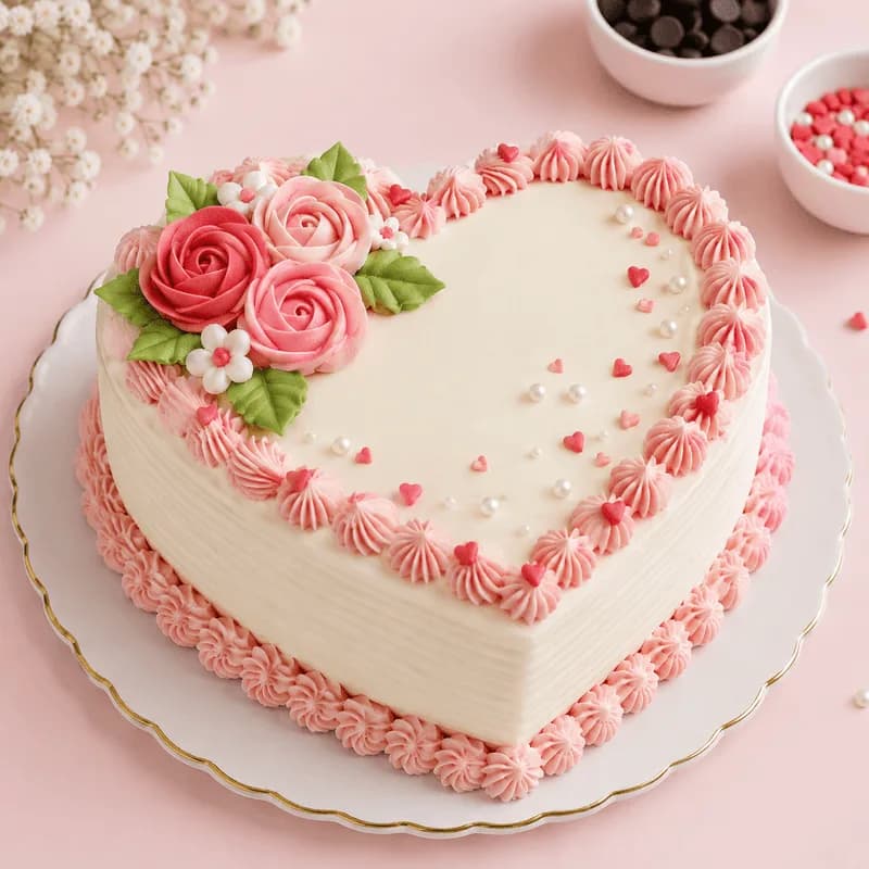 Rose Heart Anniversary Cake