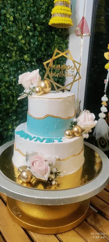Teal & Gold Birthday Cake