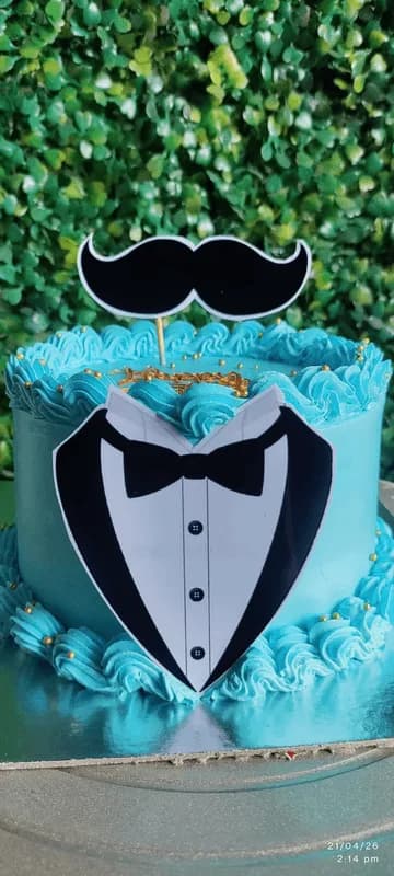 Tuxedo Mustache Birthday Cake