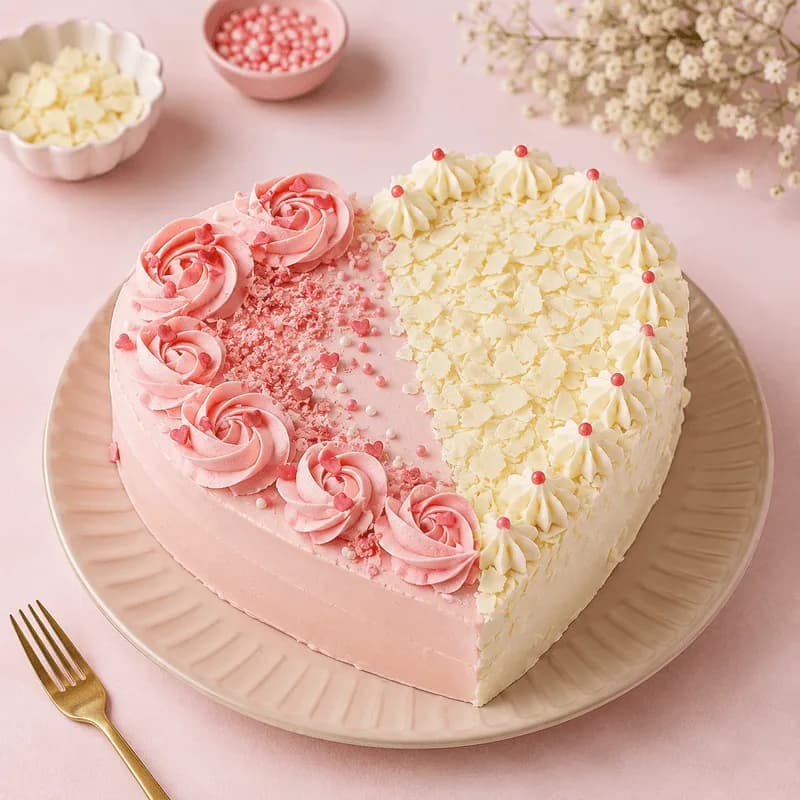 Two-Tone Heart Anniversary Cake